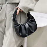 Mini Minimalist Ruched Bag Cloud Ruched Handbag Solid Color Shoulder Bag Women's PU Underarm Purse