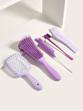 Hairdressing Comb Five-Piece Set Hair Dyeing Comb Stainless Steel Mouse Tail Comb Multi-Color Home Smooth Hair Comb Anti-Tangle Brush Set Massage Comb, Hair Brush/Hair Comb