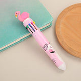 Stationery Ten Color Ballpoint Pen Girl Heart Pressing Ballpoint Pen Moving Ball Pen Cartoon Student Pen Graffiti Brush