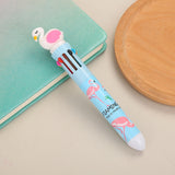 Stationery Ten Color Ballpoint Pen Girl Heart Pressing Ballpoint Pen Moving Ball Pen Cartoon Student Pen Graffiti Brush