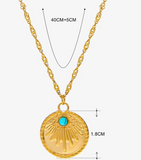 Golden Round Card Devil's Eye Necklace