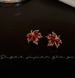 Red Maple Leaf Earrings