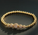 Pulseira masculina de contas de aço inoxidável douradas