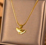 Golden Ginkgo Leaf Necklace