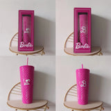 Barbie color box double-layer plastic straw cup