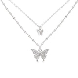 Double Layer Silver Butterfly Collarbone Chain Butterfly Necklace