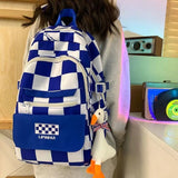 Fashionable blue canvas backpack