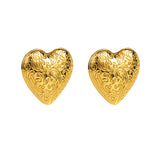 Brass Retro Personalized Three-dimensional Embossed Peach Heart Earrings