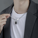 Square letter titanium steel necklace