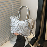 Fashionable rivet shoulder bag, personalized butterfly style, trendy crossbody bag