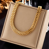 Metal Punk Thick Chain Mesh Titanium Steel Lock Chain Necklace