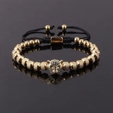 Pulseira masculina de aço inoxidável dourada