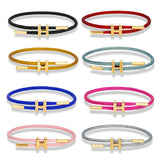 Stainless steel leather rope wristband
