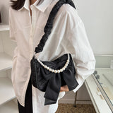 Lace bow pleated bag