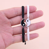 Chinese Style Retro Handcrafted Tai Chi Bagua Yin Yang Dragon Bracelet A Pair of Male and Female Student Lovers Woven Bracelet Gifts