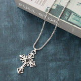 Silver Vintage Cross Necklace -diamond shaped