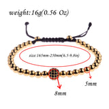 Pulseira masculina de contas de aço inoxidável douradas