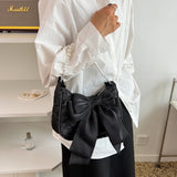 Lace bow pleated bag