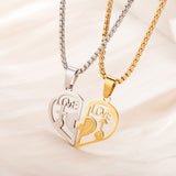 18K gold electroplated stainless steel  couple necklace