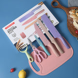 Colorful stainless steel wheat straw six piece kitchenware set