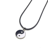 Yin Yang Tai Chi Bagua Leather Rope Necklace