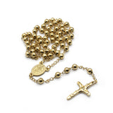 Stainless Steel Prayer Bead Necklace, Cross, Gold and Silver Jewelry