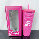 Barbie color box double-layer plastic straw cup