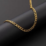 Titanium steel retro Figaro chain Italian Cuban flat chain