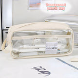 Transparent Large Capacity Pencil Bag INS Style School Case Stationery Holder Waterproof Portable Pen Case Pencil Storage Bag