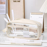 Transparent Large Capacity Pencil Bag INS Style School Case Stationery Holder Waterproof Portable Pen Case Pencil Storage Bag