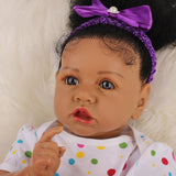 Reborn Baby-Black Skin, Curly Hair, Purple Fluffy Skirt Set*58cm