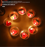 50 pcs Candle Set Valentine's Day Proposal Confession Birthday Creativity DIY Love shaped Candle Holder Tea Wax