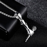 Fashionable titanium steel singer fan grip microphone necklace