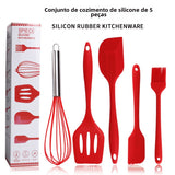 Silicone baking 5-piece set, scraper, oil brush, shovel, egg beater