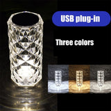 3 Colors TouchRemote Diamond Rose Lamp Crystal Table Romantic Christmas USB LED Night Light Projector Atmosphere Rechargeable