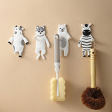 Flexible Soft Glue Traceless Adhesive Hook Kitchen Multifunctional Storage Hanger Creative Cartoon Animal Hook