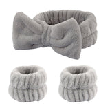 New Face Wash Wristband Headband Set Fleece Skincare Bowtie Hair Band Wrist Cuffs for Makeup Shower Teen Girls