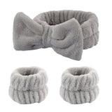 New Face Wash Wristband Headband Set Fleece Skincare Bowtie Hair Band Wrist Cuffs for Makeup Shower Teen Girls