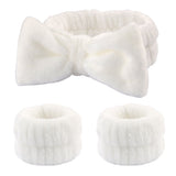 New Face Wash Wristband Headband Set Fleece Skincare Bowtie Hair Band Wrist Cuffs for Makeup Shower Teen Girls