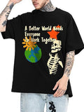 Fashionable Black Skull Loose T-shirt